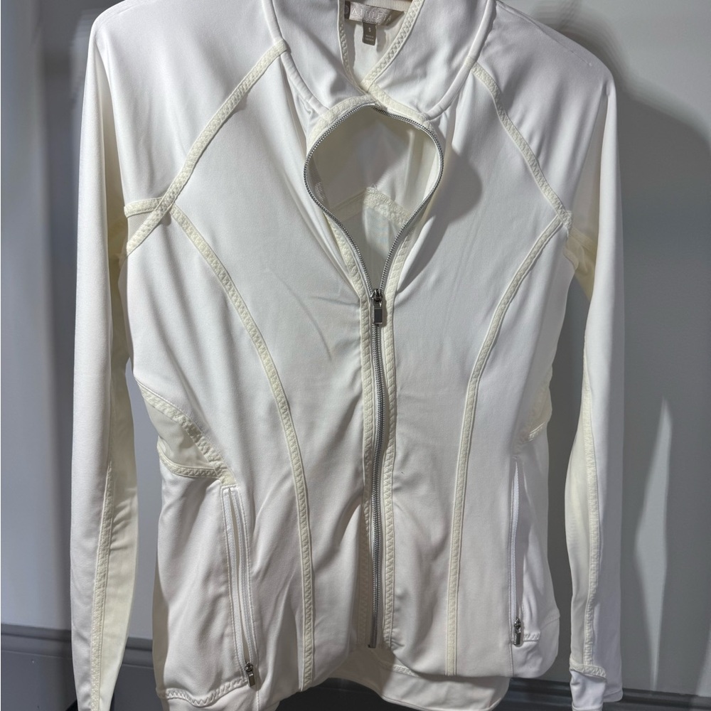 Athleta White/Cream Zip-Up Jacket with Mesh